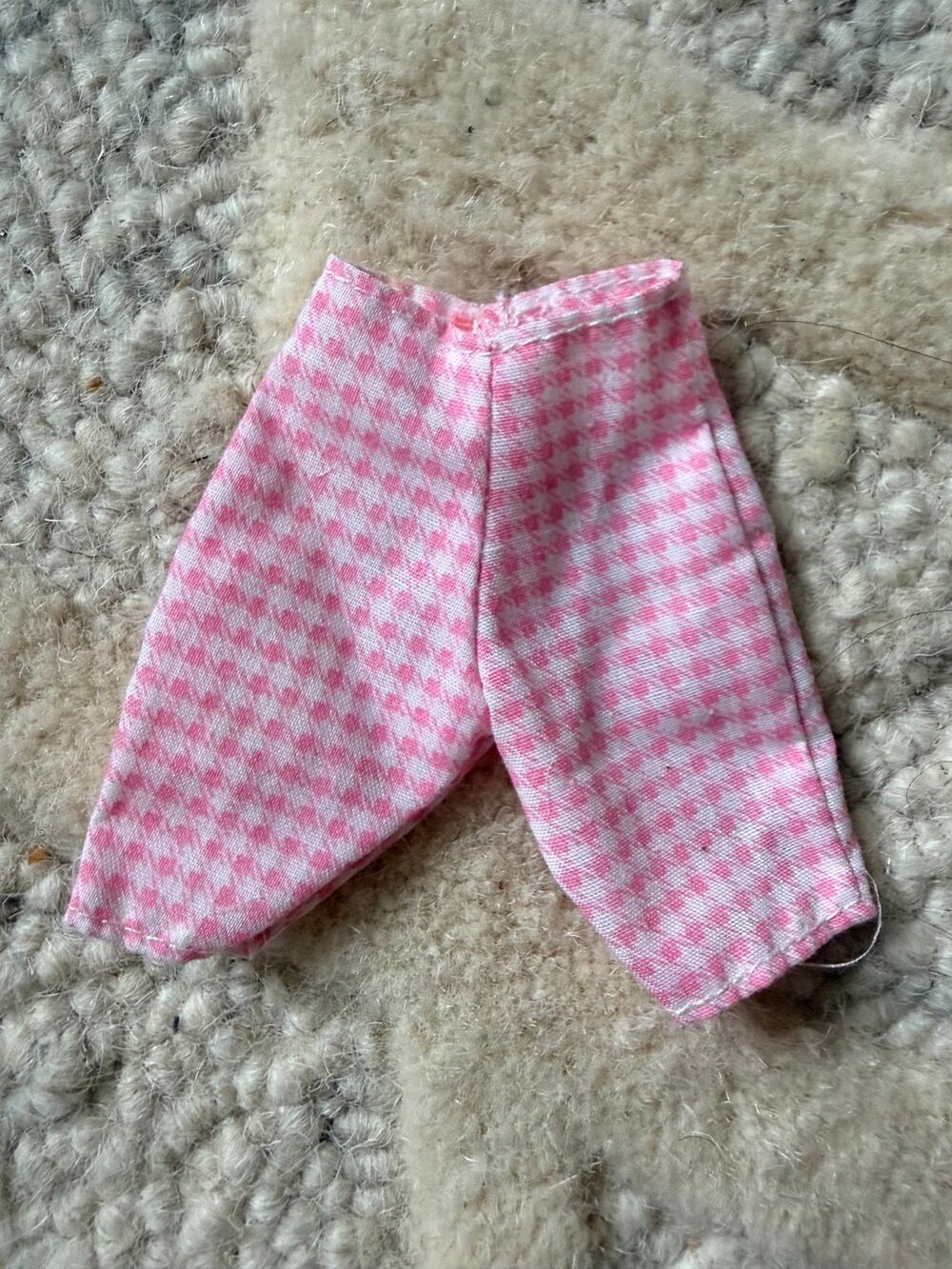 Vintage Y2K Barbie Pink Gingham Capri Pants Doll Clothes Mattel Fashion